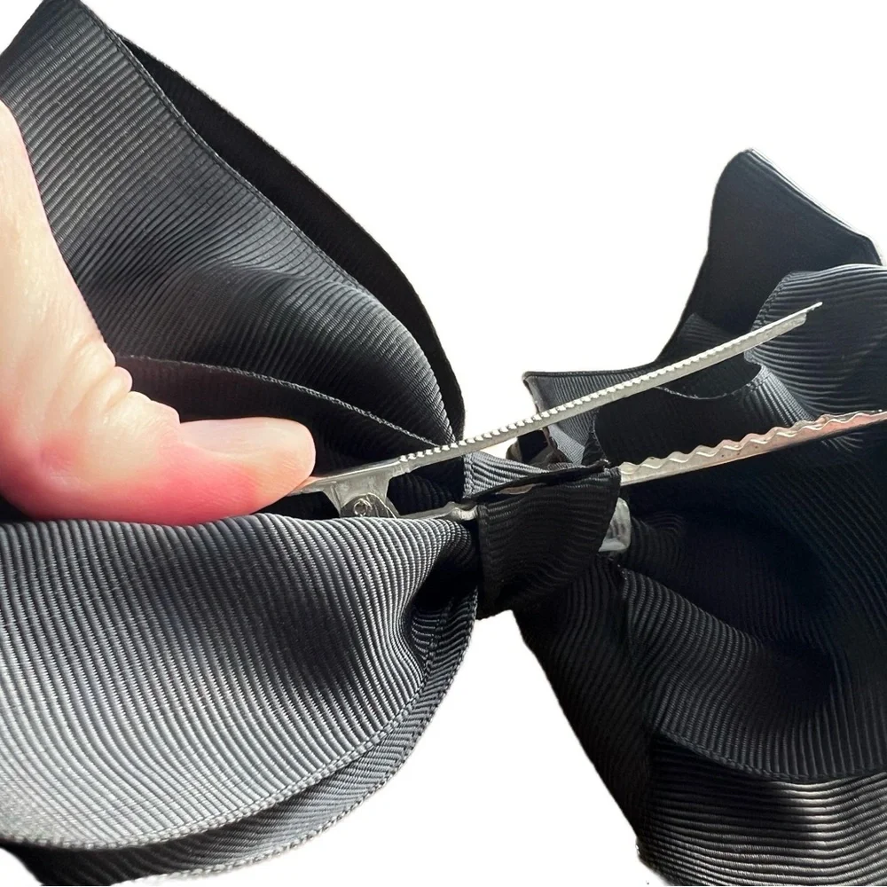 ✨Black Rhinestone Hair Bow – Large Statement for Cheer